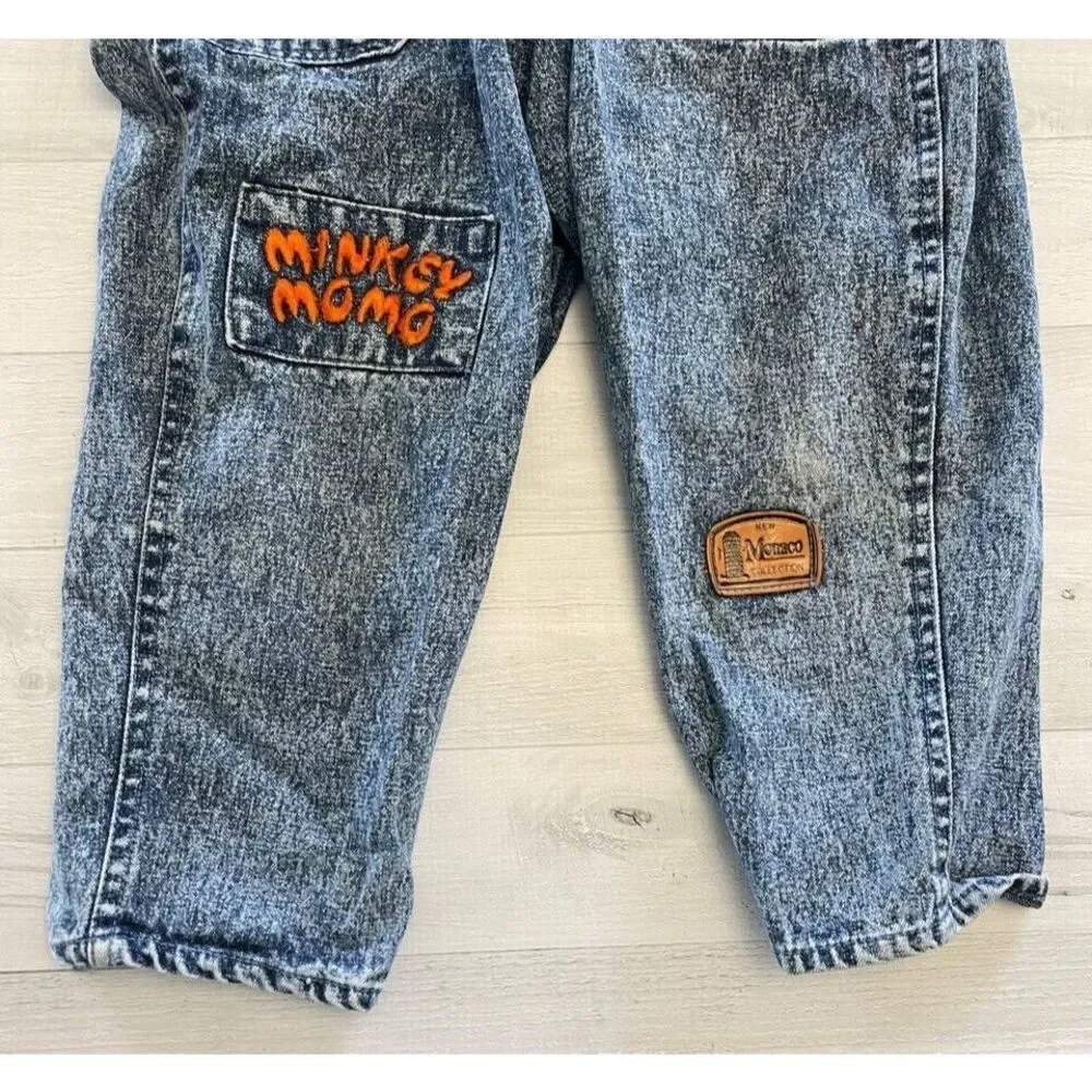kids minkey Momo‎ stonewashed overalls